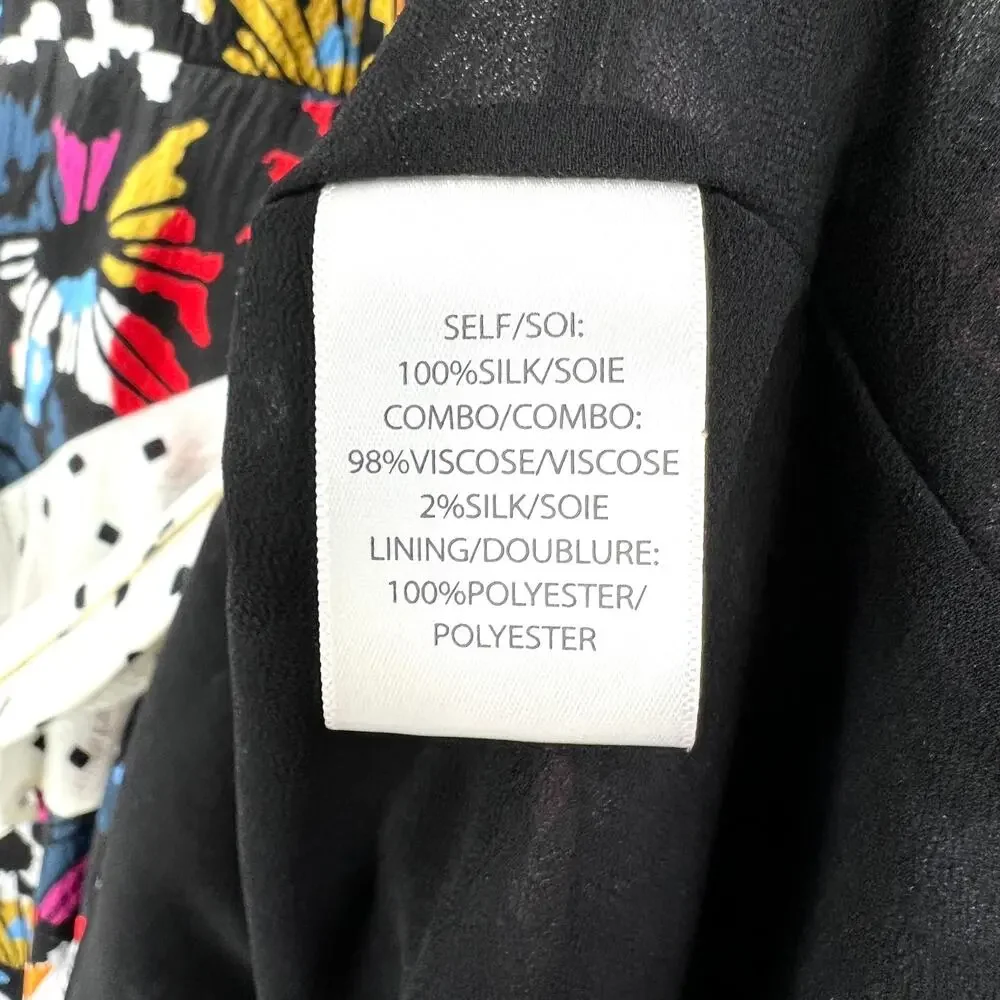 TANYA TAYLOR Bianka Combo Silk Wrap Dress Womens 8 Floral Polka Dot Ruffle Wrap - Picture 13 of 16